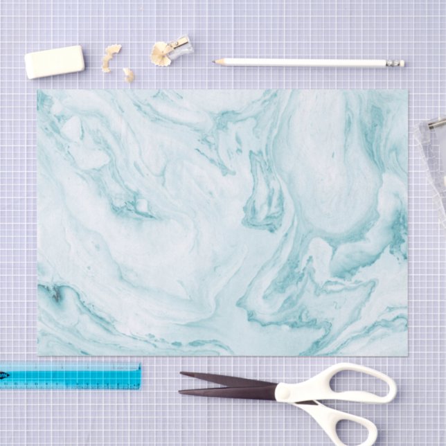 Papel De Seda Mármore Verde Água (Arte )