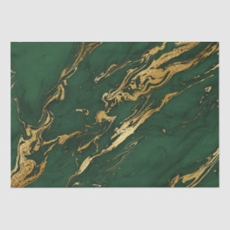 Papel De Seda Mármore Verde Esmeralda e Dourado Elegante