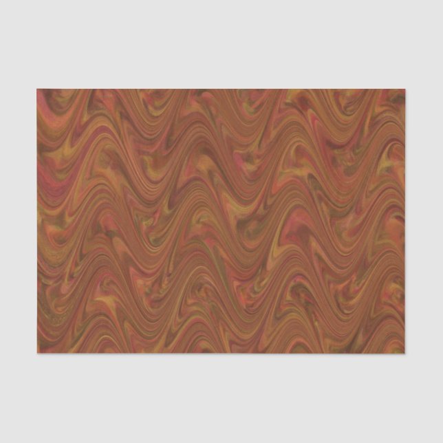 Papel De Seda Marmoreio Marrom Laranja Verde Padrão (Frente )