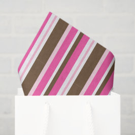 Papel de Seda Marrom e Listra Rosa