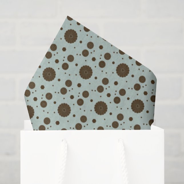 Papel De Seda Marrom Escuro Micro Floral Verde Salvia (Sacola de presentes)