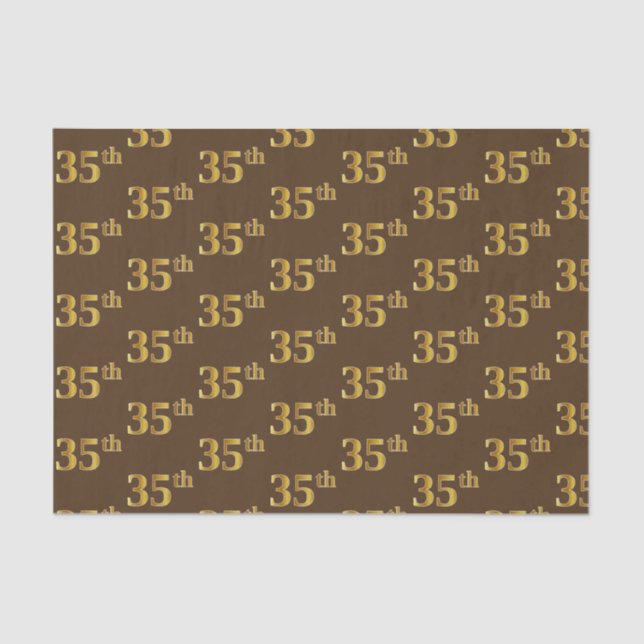 Papel De Seda Marrom, Faux Dourado 35º (Trinta e Cinco) Evento (Frente )