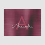Papel De Seda Marsala Monograma da Borgonha Elegante e Moderna<br><div class="desc">Papel de Tecido Elegante Para Presente Moderno, Monograma Metálico E Burgundia. Este papel de tecido de embrulho de presente pode ser personalizado para incluir seu nome inicial e nome próprio para um pacote de presentes para Chá de fraldas, Chá de panela, Festa de solteira ou Festa de aniversário de Menina....</div>