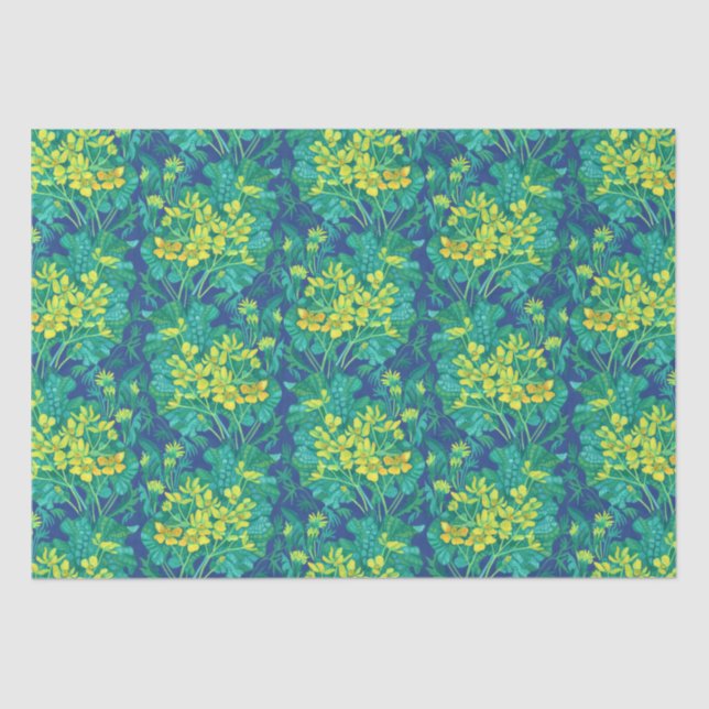 Papel De Seda Marsh Marigold Flores Amarelas Padrão (Frente )