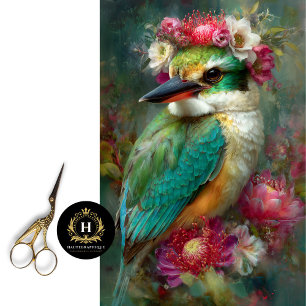 Papel De Seda Martim-pescador & Flores de Protea Australianas De