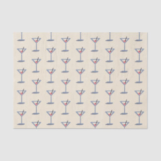 Papel De Seda Martini Simples Vidro Moderno Vintage Azul Rosa