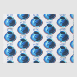 Papel De Seda Mas PRIMEIRA Foto de Saucer da Taça Azul do CAFÉ