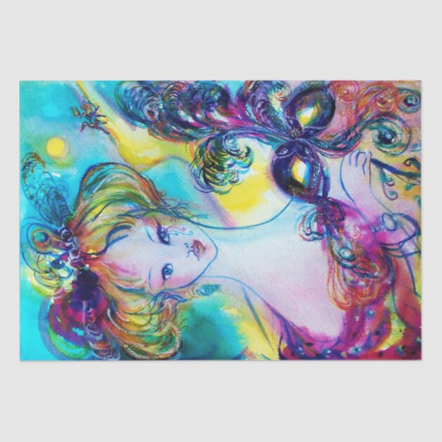 Papel De Seda MÁSCARA COM PENA/Mascarada Veneza (Frente )