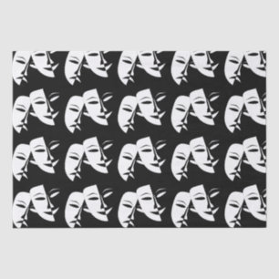 Papel De Seda Máscara de Teatro Branco e Preto da Tragédia da