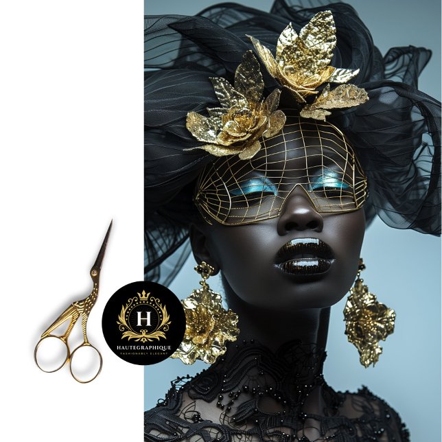 Papel De Seda Máscara Dourada de Glamoris de Pássaros Pretos (Criador carregado)