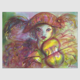 PAPEL DE SEDA MASCARADA VENETIANO/JOGADOR DE VIOLINO HARLEQUIN