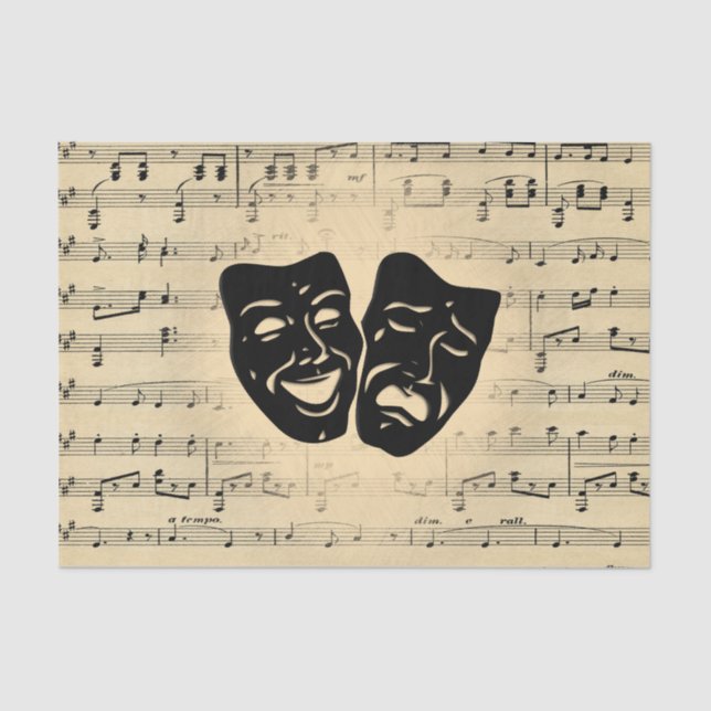 Papel De Seda Máscaras Antigas de Música e Teatro (Frente )