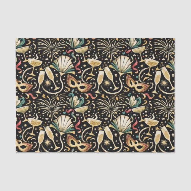 Papel De Seda Masquerade Roaring Twenties New Year Pattern (Frente )