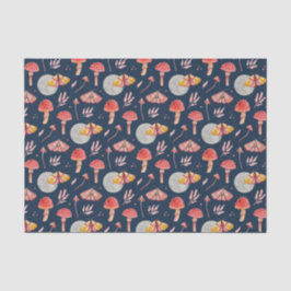 Papel De Seda Matemática mágica e padrão de cogumelos. Noite de 