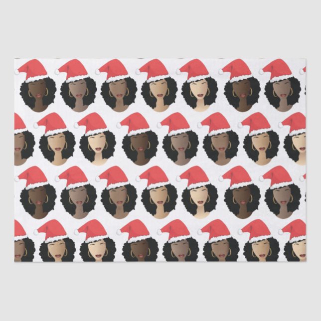 Papel De Seda Matizes de Melanin Black Women Christmas Hats (Frente )