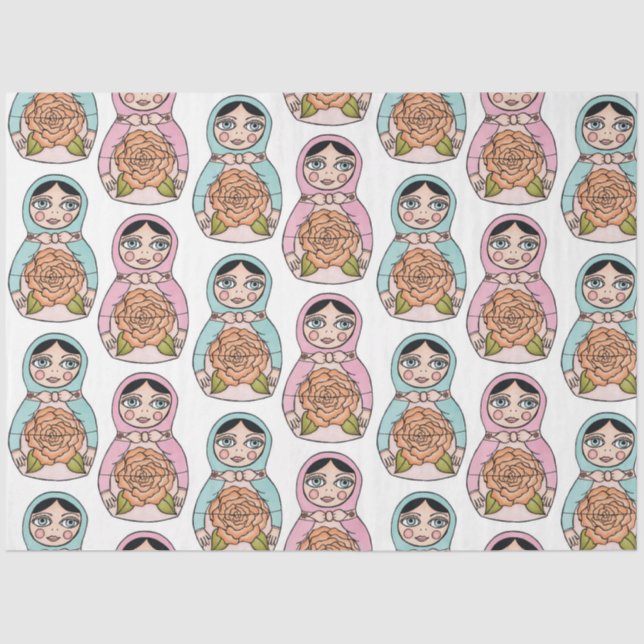 Papel De Seda Matryoshka Nesting Doll Babushka Toy Soft Wrap (Frente )