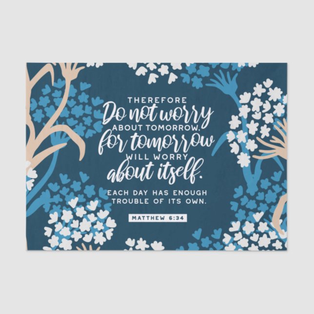 Papel De Seda Matthew 6:34 Bíblia Verse (Frente )