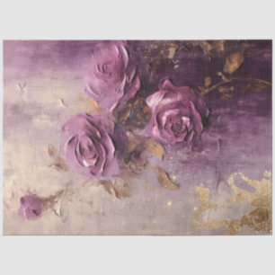 Papel De Seda Mausa roxa vintage estilo barroco rosas Ingleses