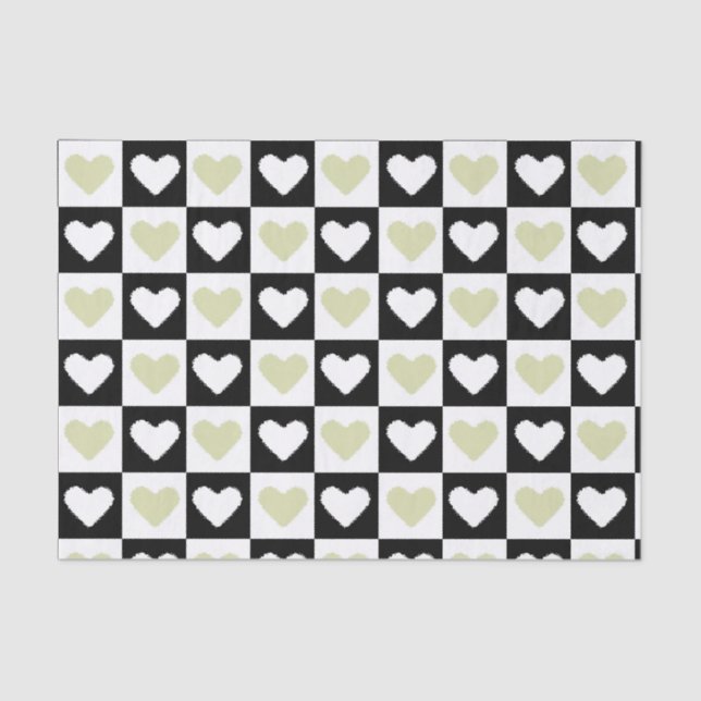 Papel De Seda Mazipoodles Corações Abstração Mini Verde-Oliva (Frente )