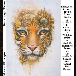 Papel De Seda Mechanical Steampunk Tiger Face ER1R Decoupage