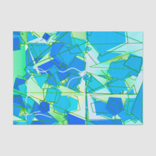 Papel De Seda Médio do século Abstrato, Aqua & Cerulean Blue