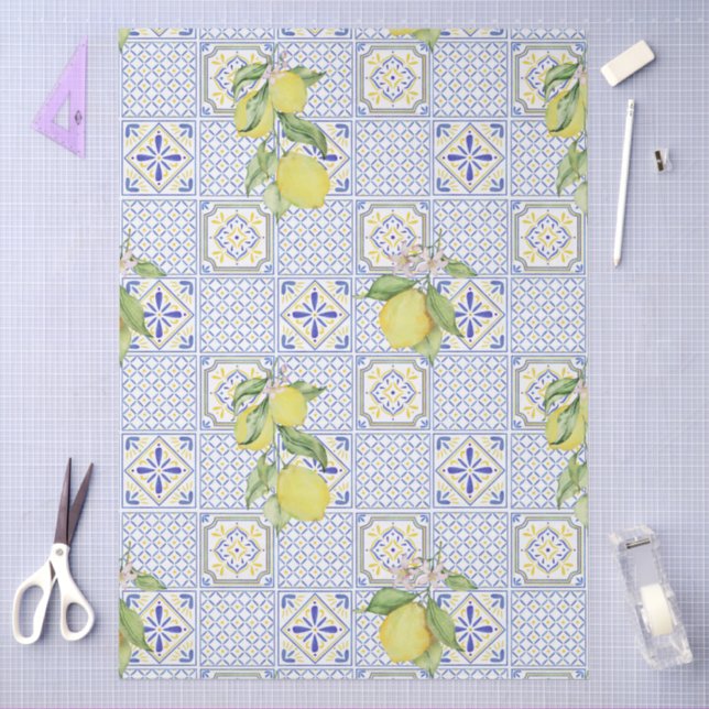 Papel De Seda Mediterrenean Citrus Lemon pattern (Arte )