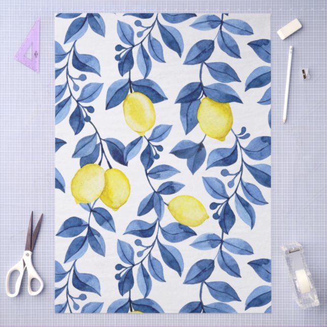 Papel De Seda Mediterrenean Citrus Lemon pattern (Arte )
