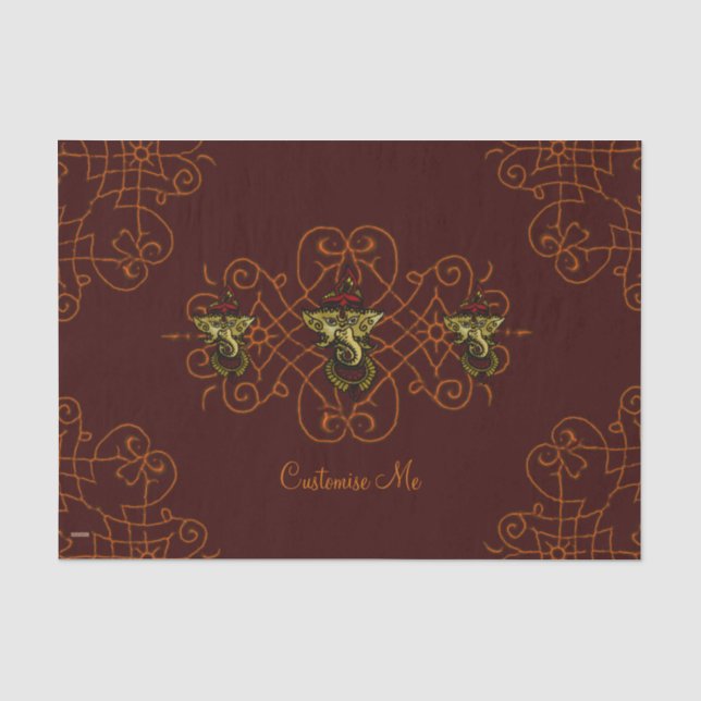 Papel De Seda Mehndi Ganesha (vermelho) (Frente )