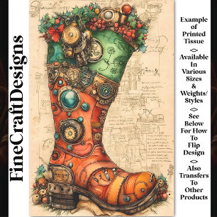 Papel De Seda Meia de Natal com Estilo Steampunk BL5 Decoupage