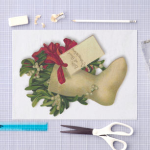 Papel De Seda Meia de Natal Vintage Vitoriana Antiga