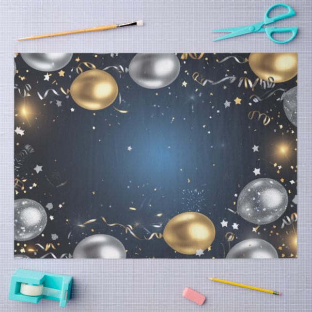 Papel De Seda Meia-Noite em Ouro e Prata (Arte )