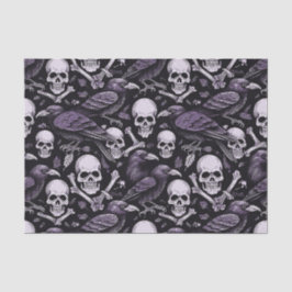 Papel De Seda Meia-noite Macabre, caveira Gótico Raven em Roxo