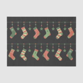 Papel De Seda Meias de natal, terra verde-castanha vermelha