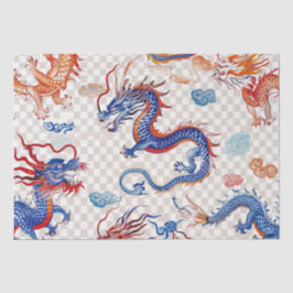 Papel De Seda Meio de dragão azul chinês