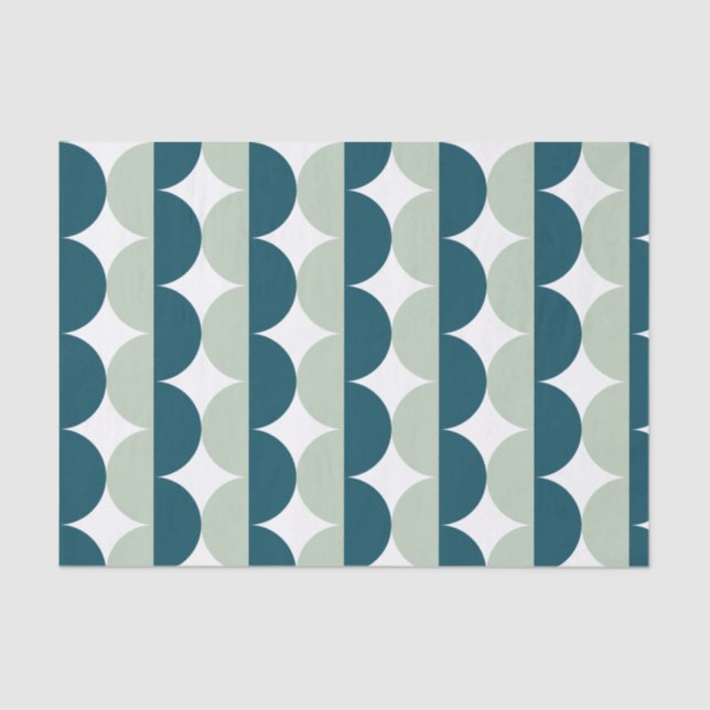 Papel De Seda Meio século Azul-claro-Teal Onda Moderna (Frente )