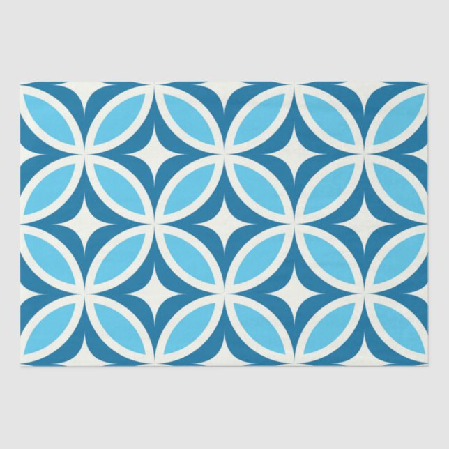 Papel De Seda Meio século geométrico Marinho Azul (Frente )