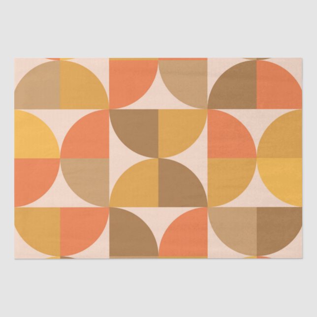 Papel De Seda Meio Século Meios Círculos em âmbar laranja marrom (Frente )