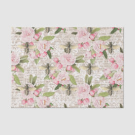 Papel De Seda Mel Rosa Floral