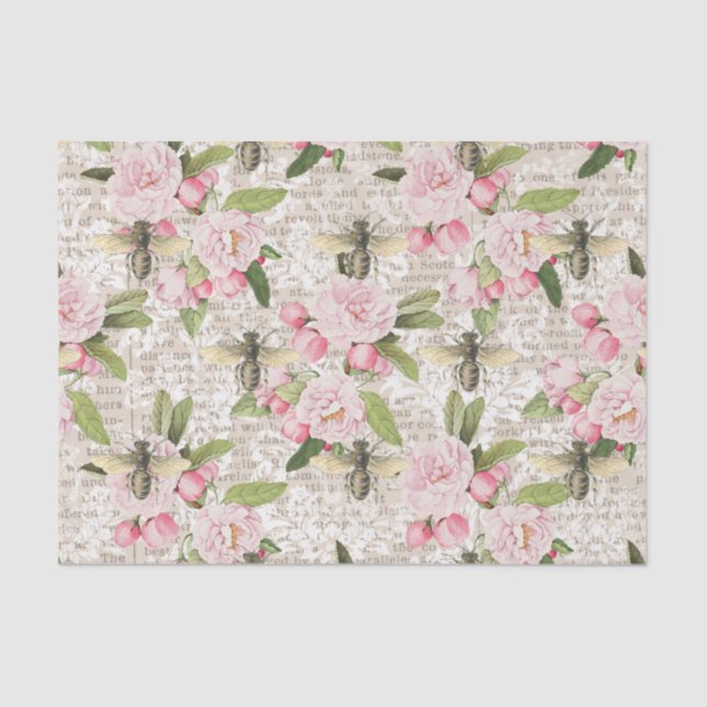 Papel De Seda Mel Rosa Floral (Frente )
