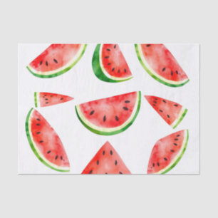 Papel De Seda Melancia de Aquarela Fresca com Fundo Branco