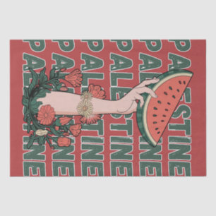 Papel De Seda melancia, flores e texto palestino Repetir