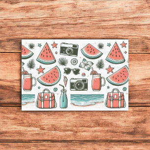 Papel De Seda Melancia Red & Green Fruta Picnic verão