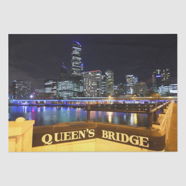 Papel De Seda Melbourne Austrália CDB Luzes sobre a Ponte da Rai (Frente )