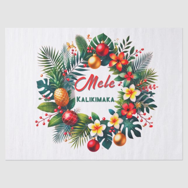 Papel De Seda Mele Kalikimaka - Natal Tropical (Frente )