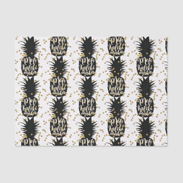 Papel De Seda Mele Kalikimaka Pineanases Natal do Havaí (Frente )