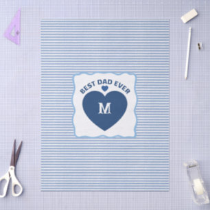 Papel De Seda Melhor Pai de Todos o azul marinho Monograma coraç