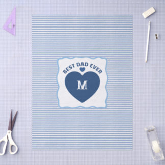 Papel De Seda Melhor Pai de Todos o azul marinho Monograma coraç