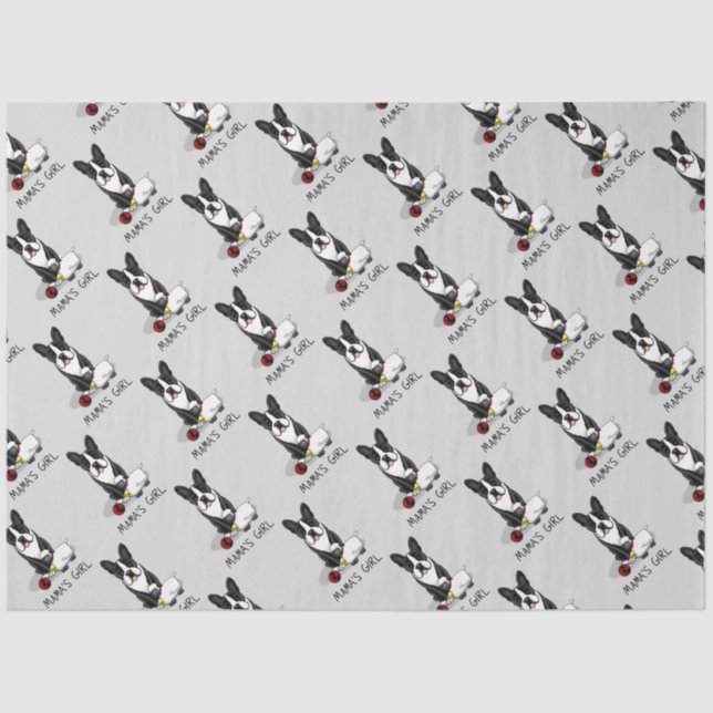 Papel De Seda Menina #2 Boston Terrier (negra) - Cachorro bonito (Frente )