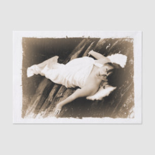 Papel De Seda Menina Anjo Sépia Marrom Arte Vintage Bonita