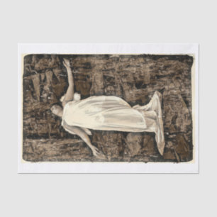Papel De Seda Menina Anjo Vintage Sépia Marrom Textura Grunge